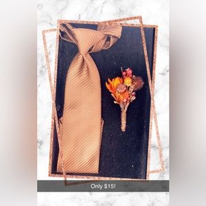 Custom Made Boutonniere With Matching Long Tie For Free